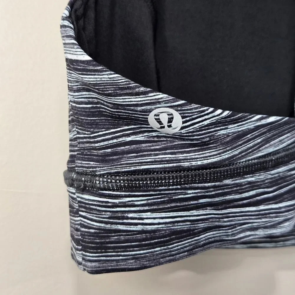 Lululemon Fast & Free Bra Nulux Low Tide Alpine White Black 10